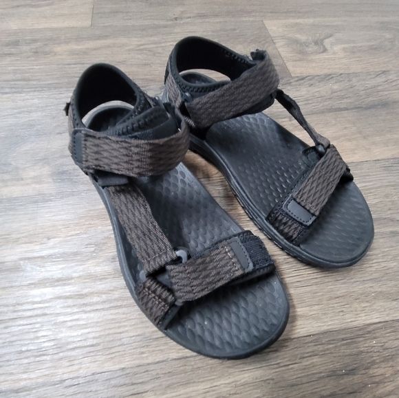 Skechers relaxed fit luxe foam black hiking sandals size men 7 - Picture 1 of 6